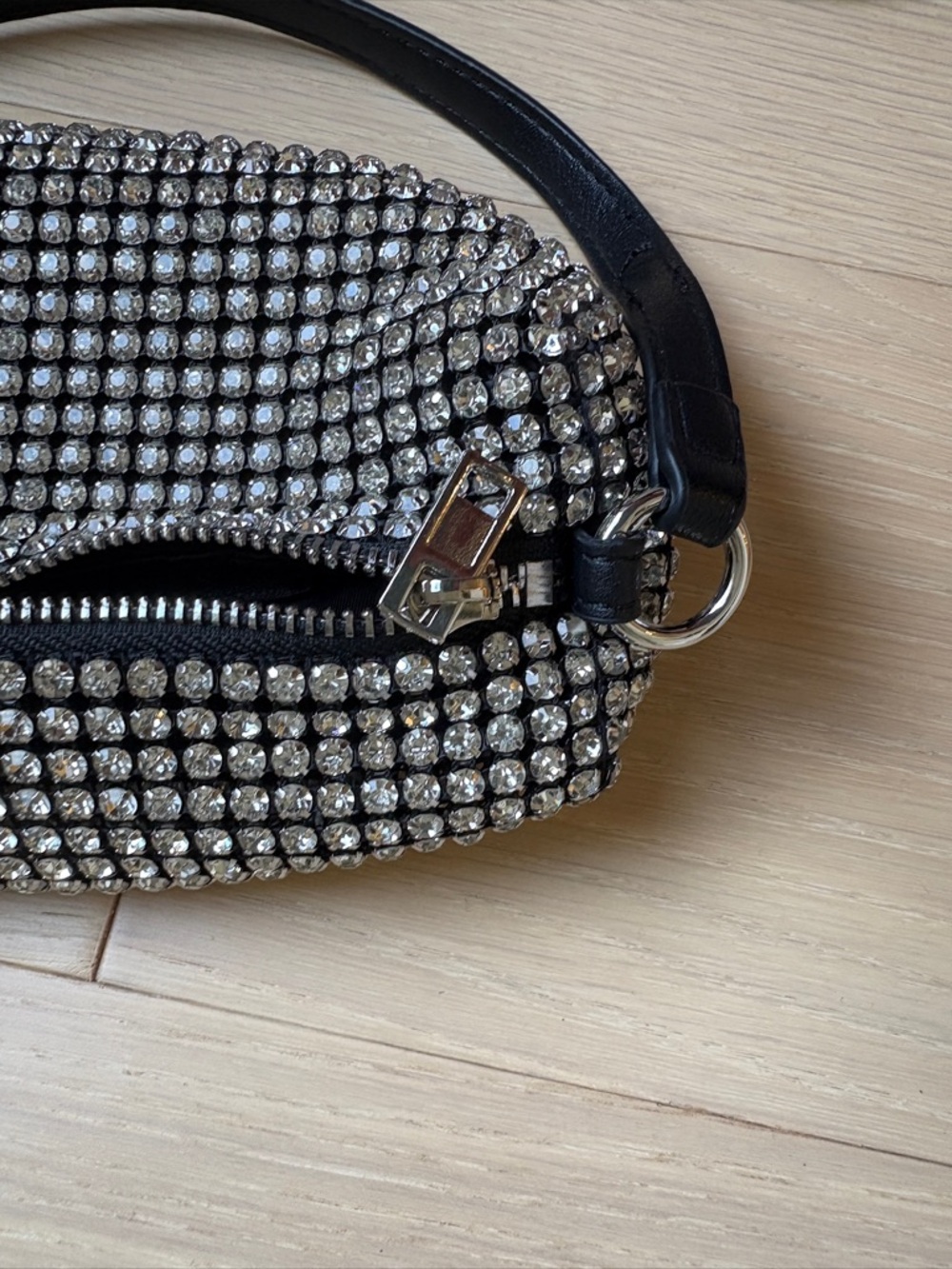 Black Crystal Mesh Evening Shoulder Bag - Picture 2 of 11